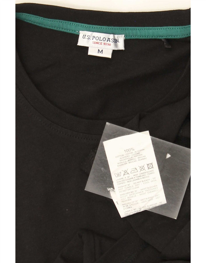 US Polo Assn. Top gráfico masculino manga comprida algodão preto médio