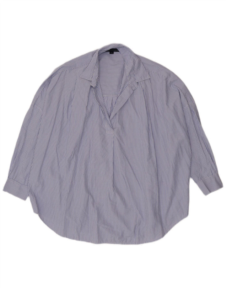 Camisa pulôver feminina French Connection Reino Unido 14 risca de giz azul médio