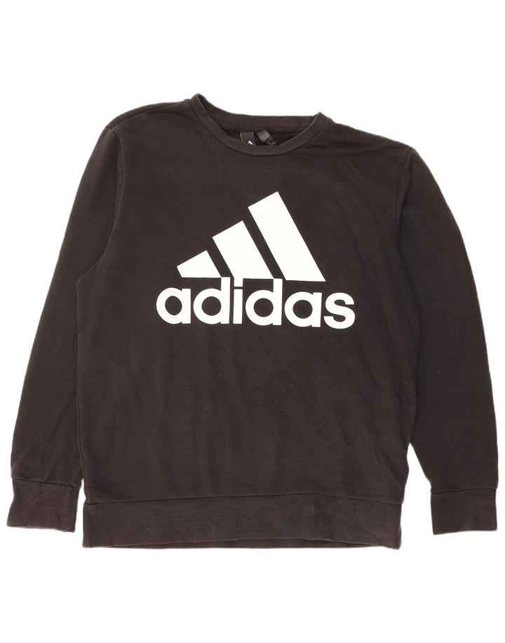 ADIDAS Mens Graphic Sweatshirt Jumper Grande Algodão Preto