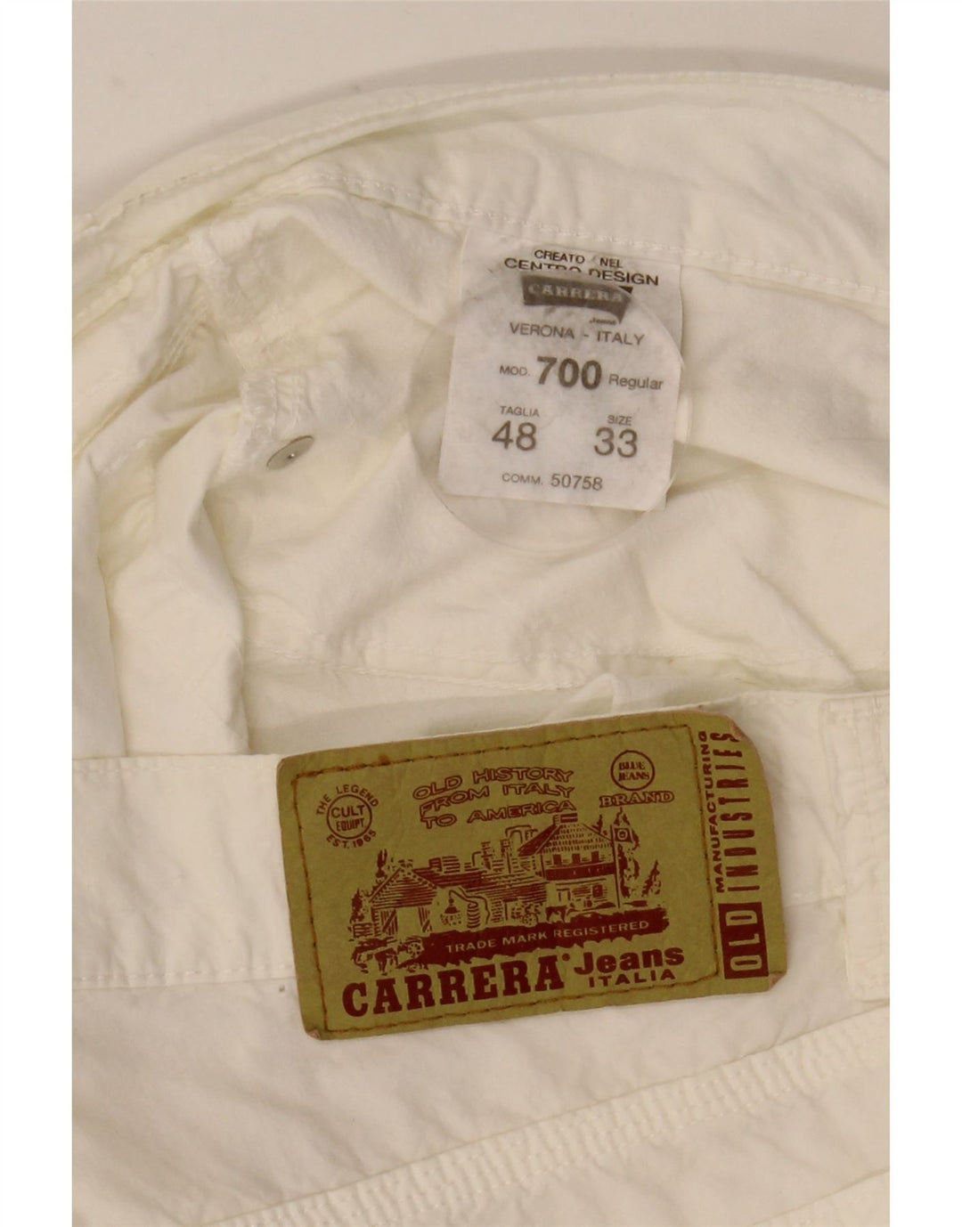 Carrera Mens 700 Regular Fit Calça Casual Tamanho 33 Algodão Branco