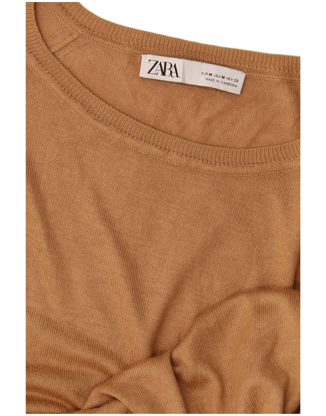 Suéter feminino Zara com gola canoa Reino Unido 14 médio bege