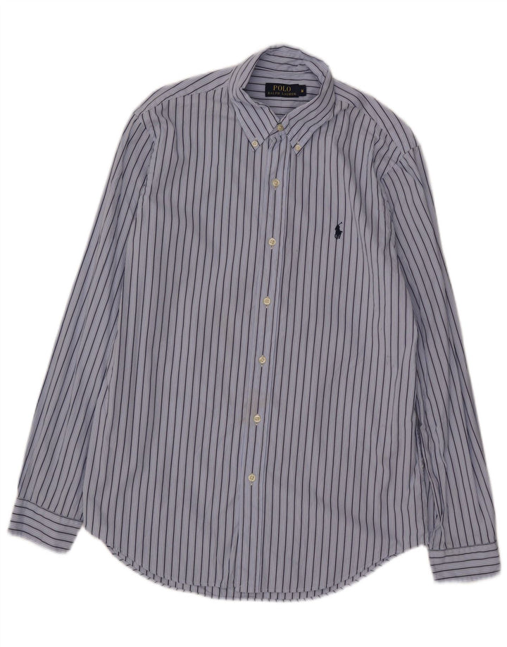 Polo Ralph Lauren Camisa masculina de algodão listrado azul médio