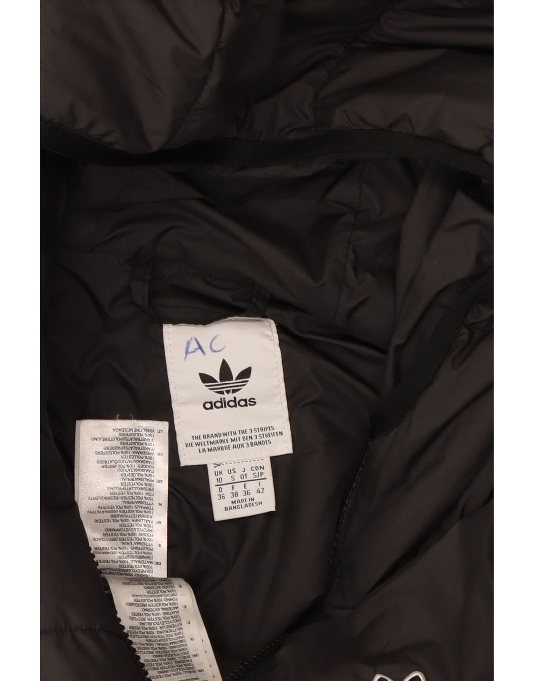 Jaqueta Acolchoada com Capuz Feminino ADIDAS UK 10 Pequeno Poliéster Preto