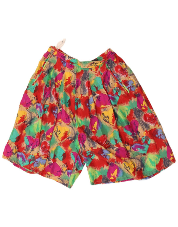 Shorts casuais de cintura alta feminino vintage IT 40 pequeno W30 coração multicolorido