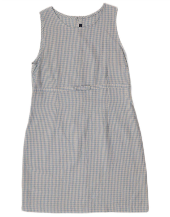 Conjunto feminino vintage de 3 botões e 2 peças IT 46 grande azul guingão viscose