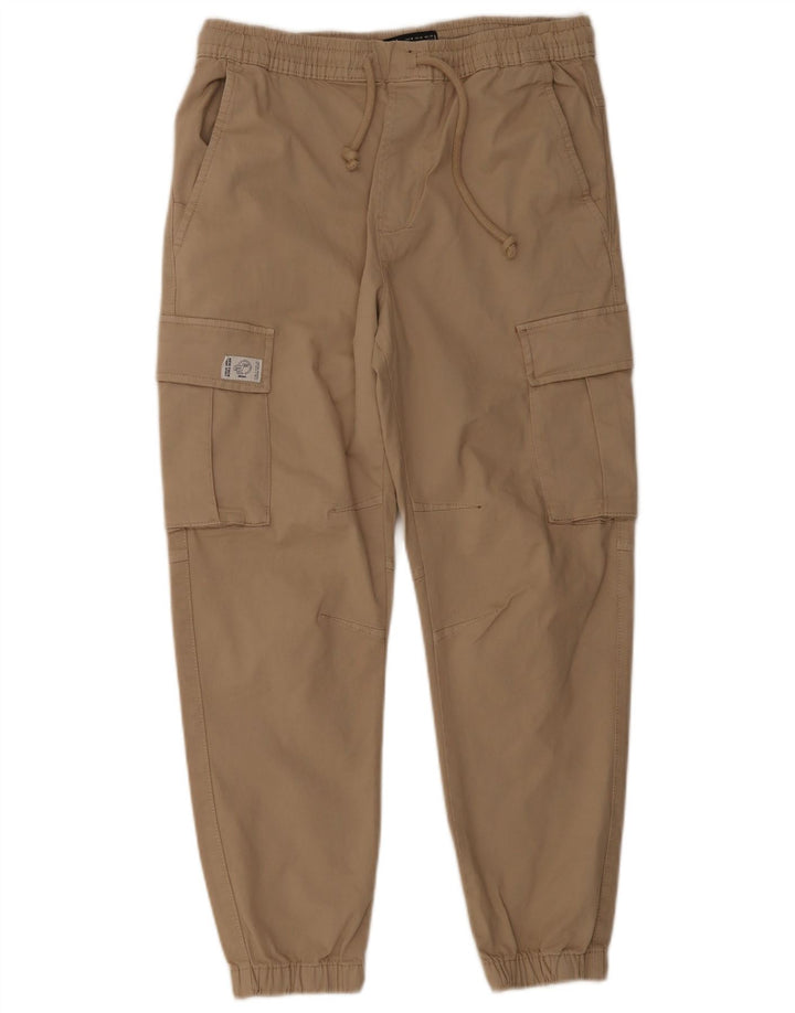 Zara Mens Joggers Cargo Calças Médio W31 L27 Algodão Bege