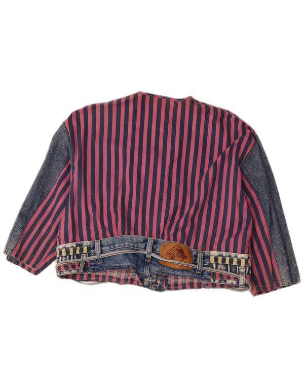 Cardigan feminino vintage manga 3/4 EU 40/42 listrado azul marinho médio