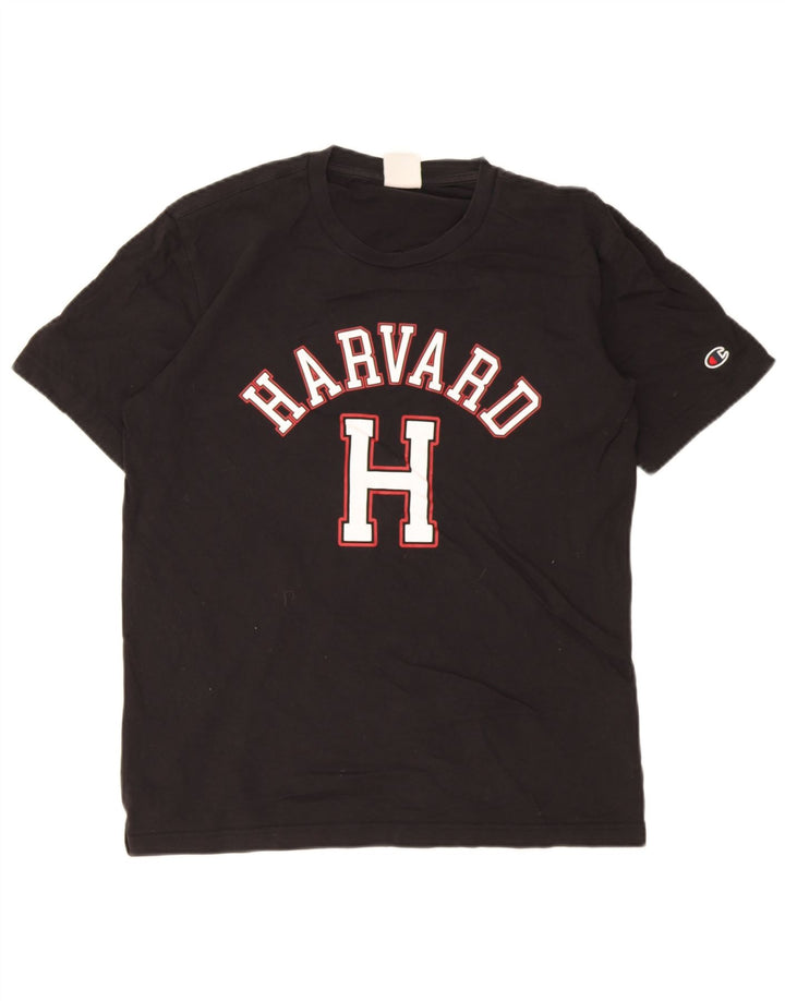 Camiseta masculina Champion Harvard Graphic Top médio algodão preto