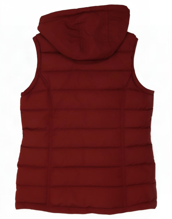 Gilet acolchoado encapuçado das mulheres da roupa da tripulação poliéster pequeno de Borgonha Reino Unido 10