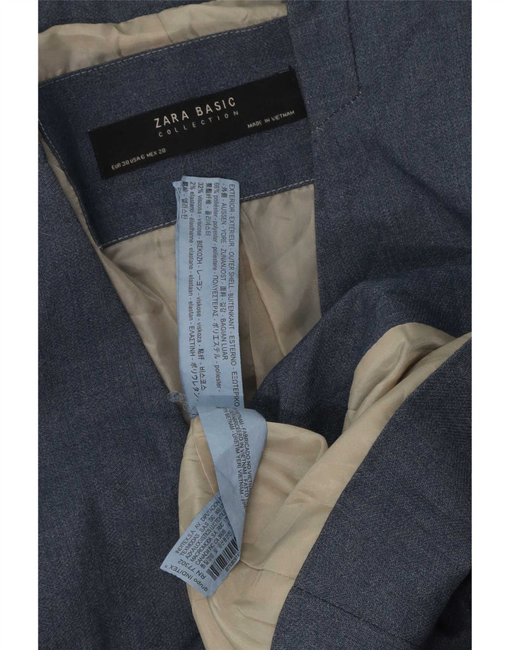 Jaqueta blazer feminina Zara com 1 botão EU 38 poliéster azul médio