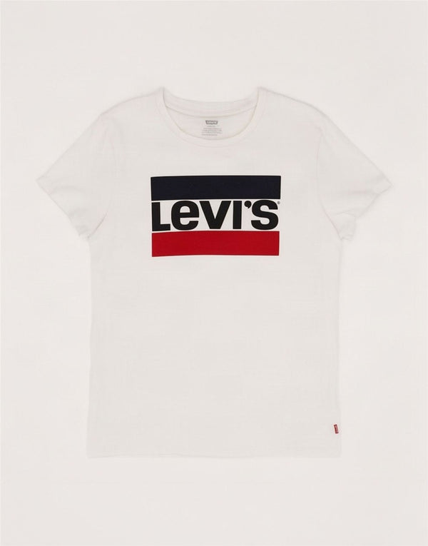 Camiseta feminina gráfica Levi's UK 16 grande algodão branco