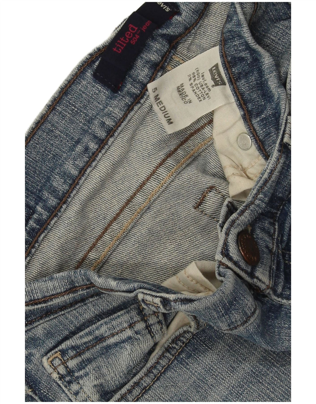 Jeans feminino LEVI'S 504 Tilted Straight US 5 médio W28 L31 algodão azul