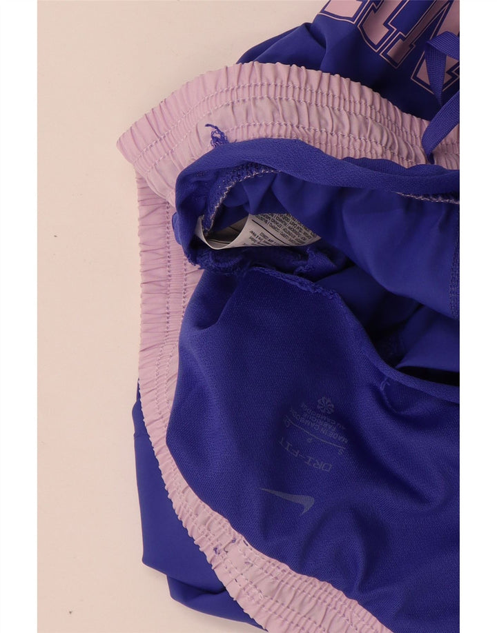 Shorts esportivos gráficos femininos NIKE Dri Fit UK 10 pequeno azul poliéster