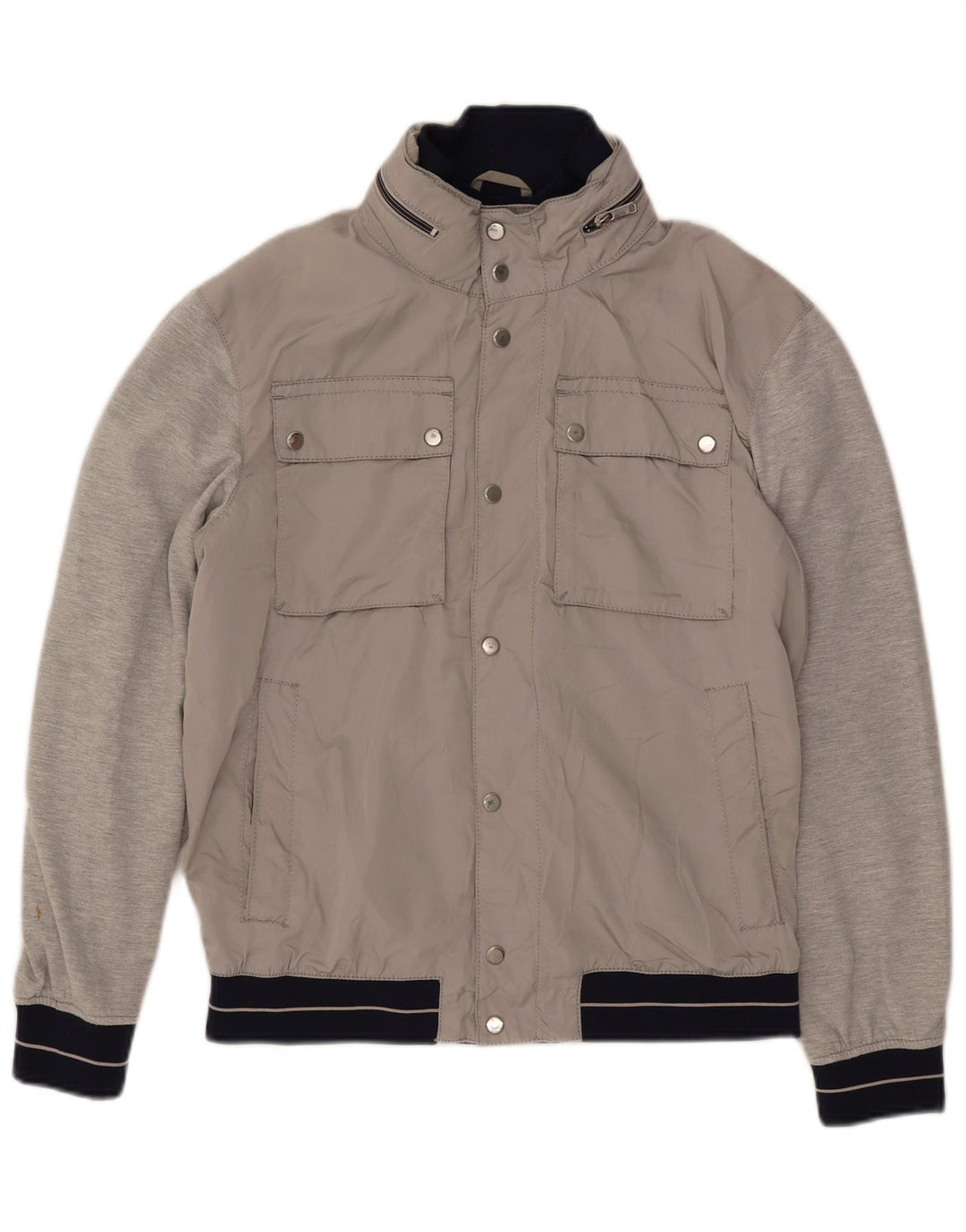 Jaqueta bomber masculina Zara com capuz UK 40 grande cinza