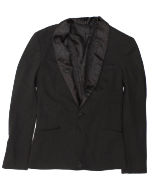 Jaqueta blazer masculina Zara com 1 botão Reino Unido 36 poliéster preto pequeno