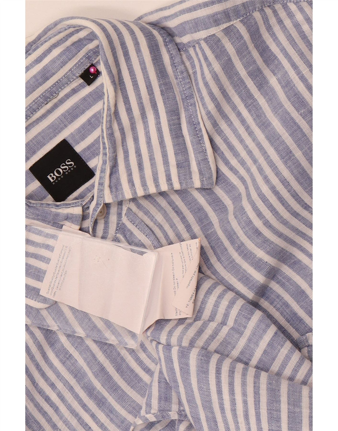Camisa masculina Hugo Boss grande linho listrado azul