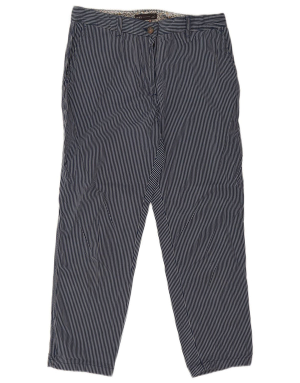 Calças cortadas femininas Marks & Spencer UK 12 médio W30 L26 azul marinho