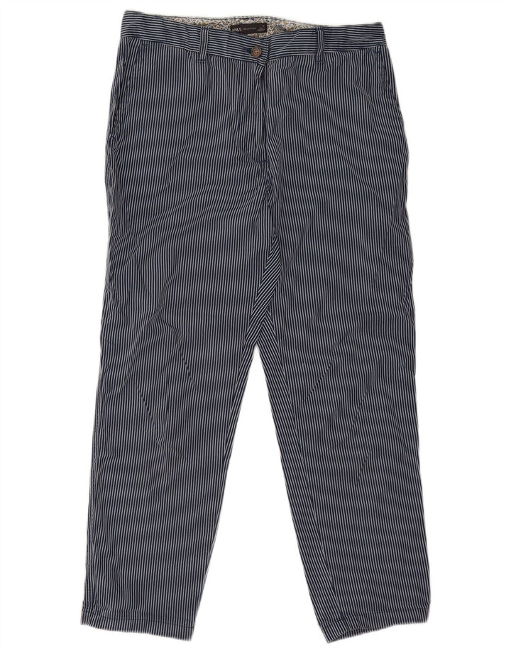 Calças cortadas femininas Marks & Spencer UK 12 médio W30 L26 azul marinho