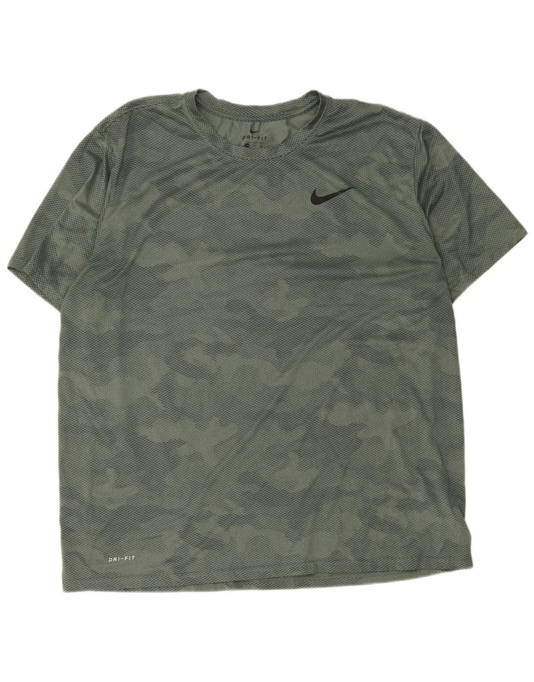 Nike Mens Dri Fit Camiseta Top 2XL Verde Camuflagem Poliéster