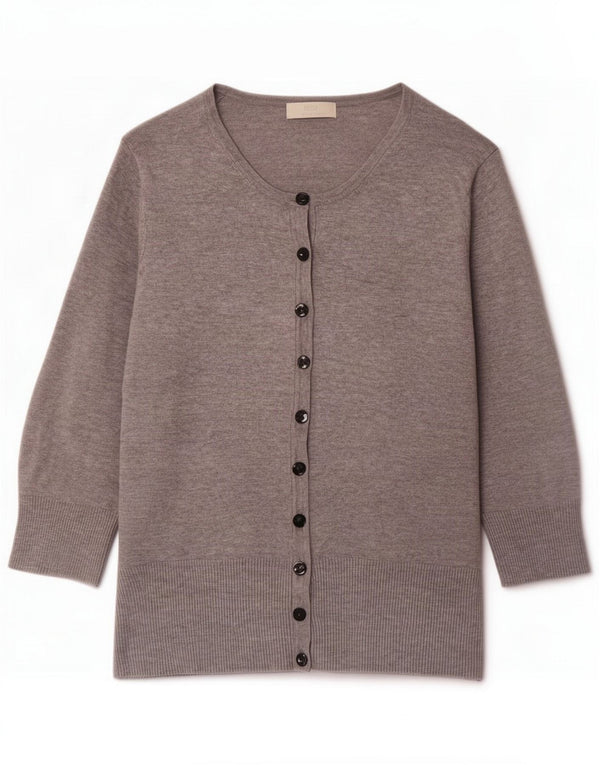 Marks & Spencer Womens 3/4 Sleeve Cardigan Sweater UK 16 Large Grey