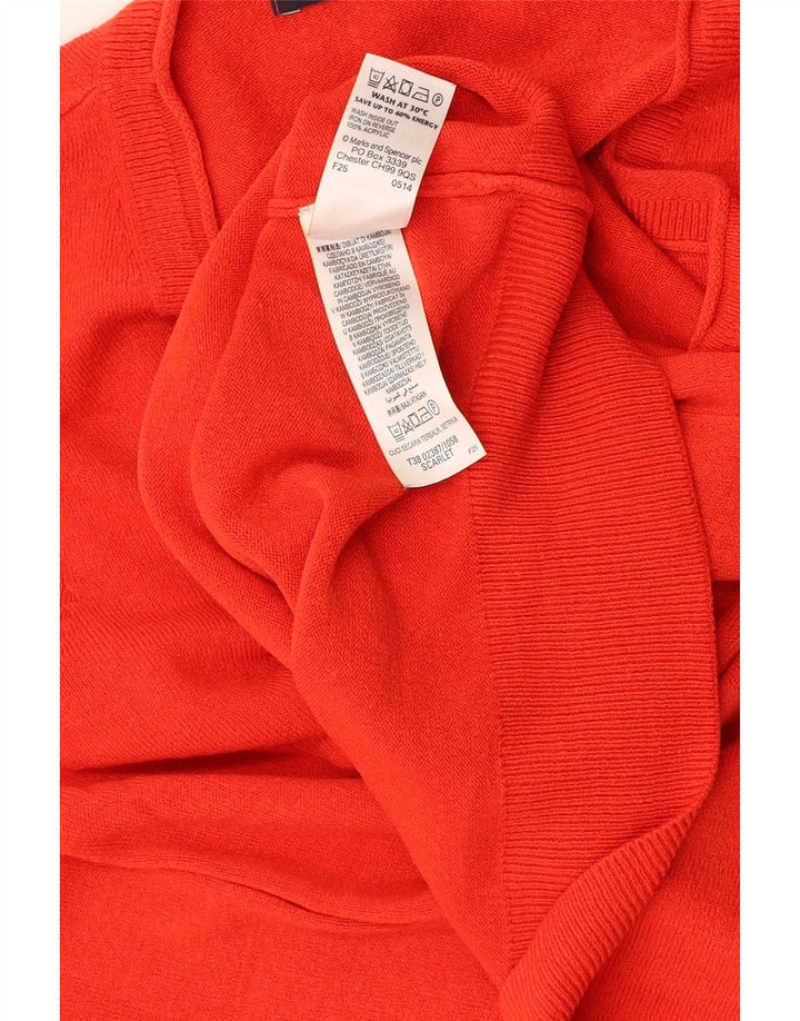 Suéter feminino Marks & Spencer com decote em V Reino Unido 8 pequeno laranja acrílico