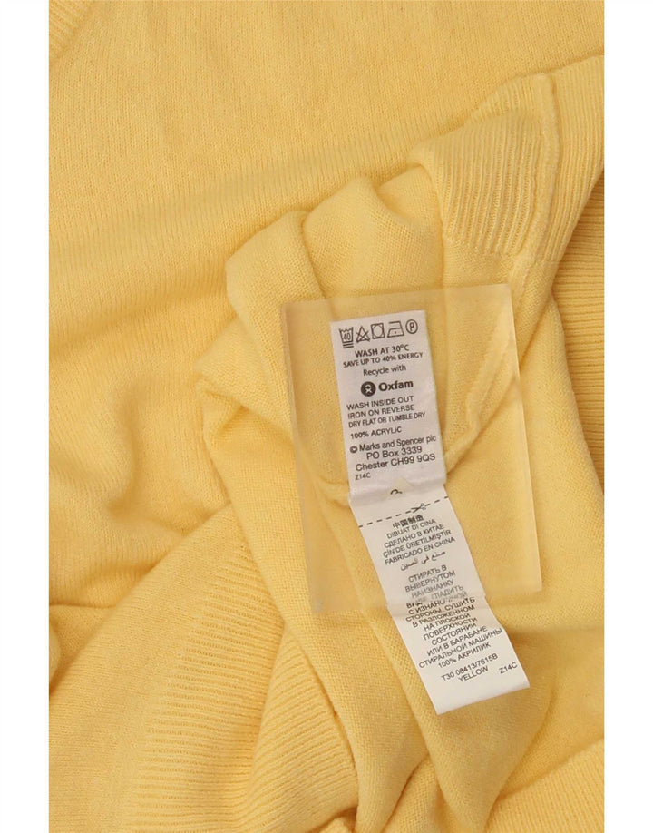Suéter masculino Marks & Spencer com decote em V acrílico amarelo médio