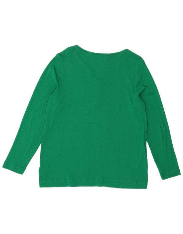 Top feminino RALPH LAUREN manga comprida UK 18 XL algodão verde