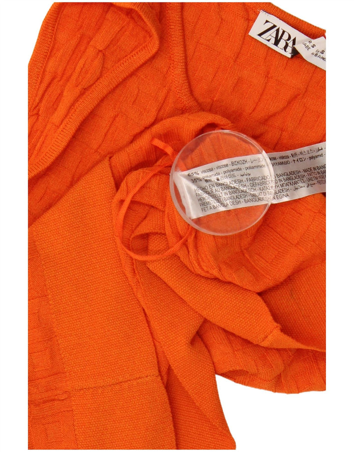 Zara Womens Crop Vest Top UK 8 Pequeno Laranja Viscose