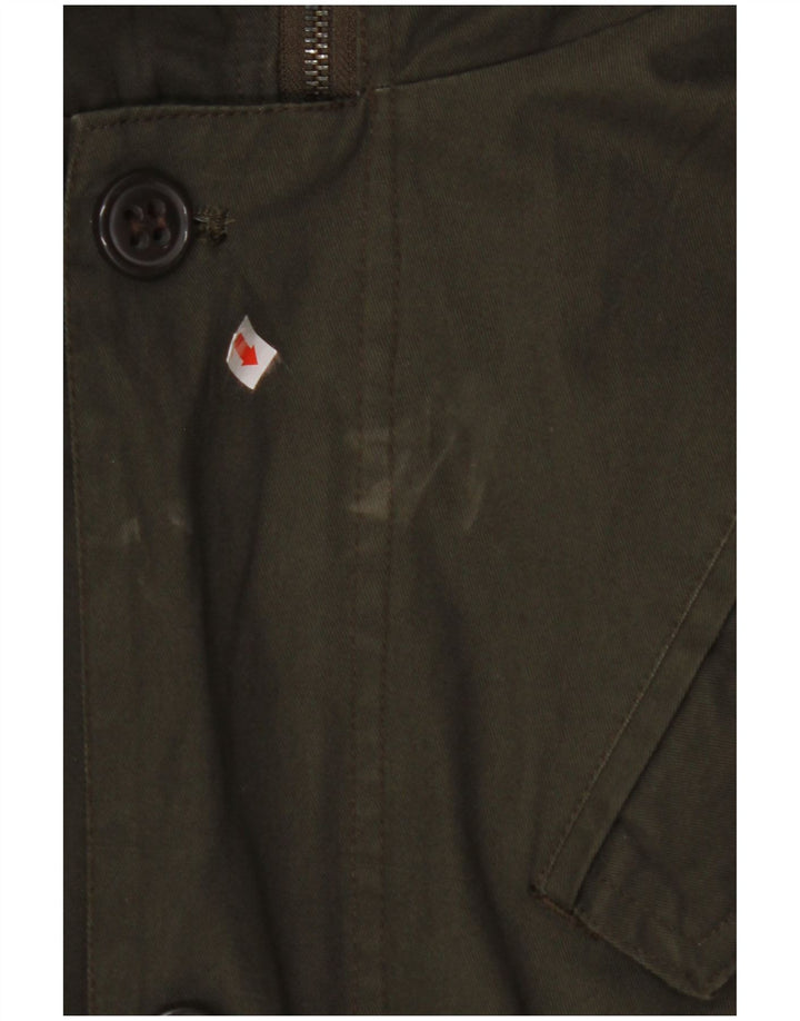 Jaqueta Parka masculina VINTAGE com capuz Reino Unido 40 algodão cáqui grande