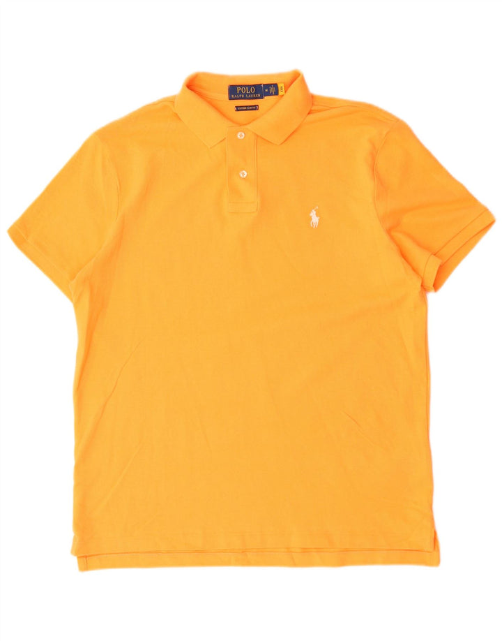 Polo Ralph Lauren Mens Custom Slim Fit Camisa Pólo Médio Laranja Algodão