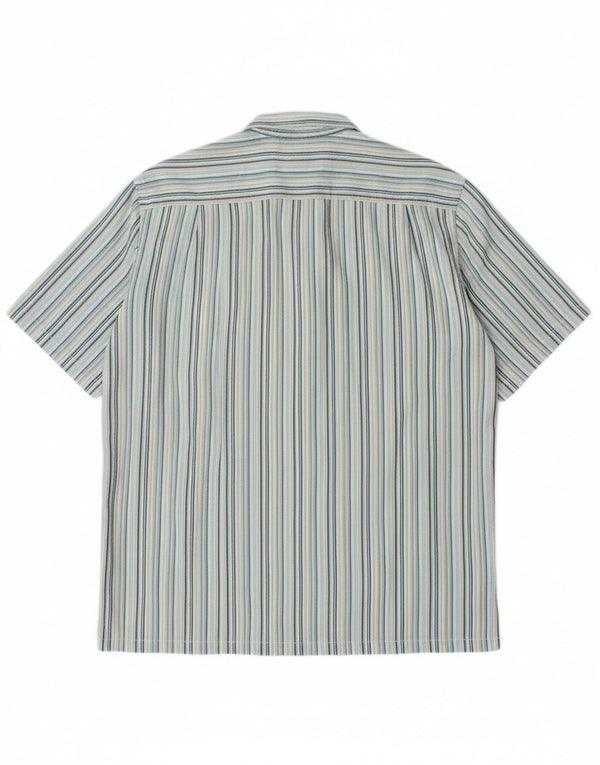 Camisa masculina de manga curta JAMES PRINGLE grande algodão listrado azul