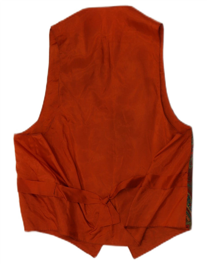 Colete masculino vintage pequeno laranja Paisley