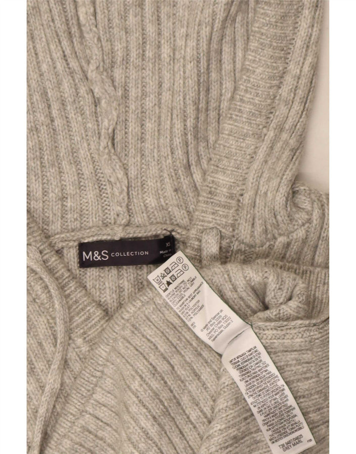 Suéter feminino com capuz Marks & Spencer UK 6 XS poliéster cinza