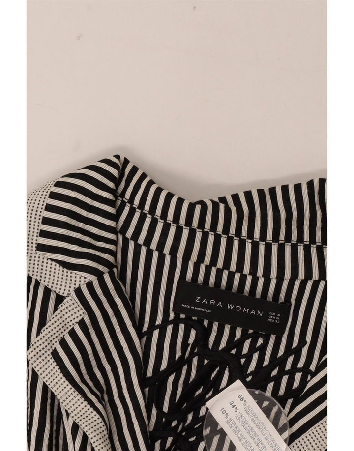 Jaqueta blazer feminina Zara com 1 botão UK 18 XL algodão listrado preto