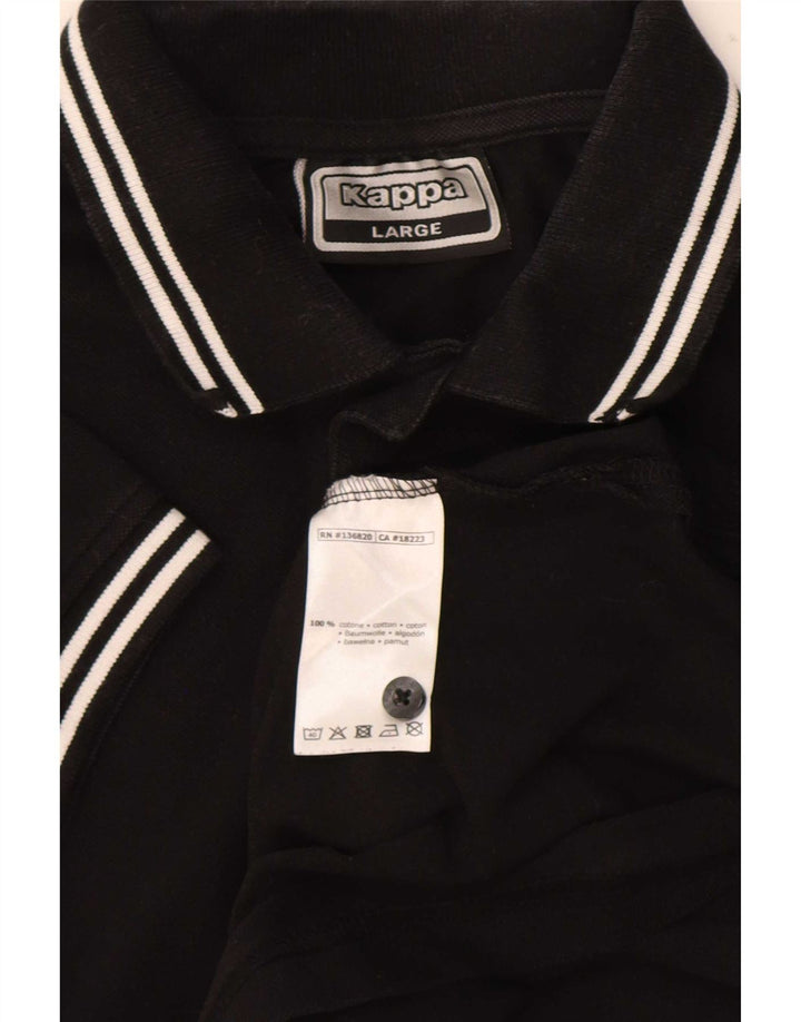 Camisa polo masculina Kappa grande algodão listrado preto