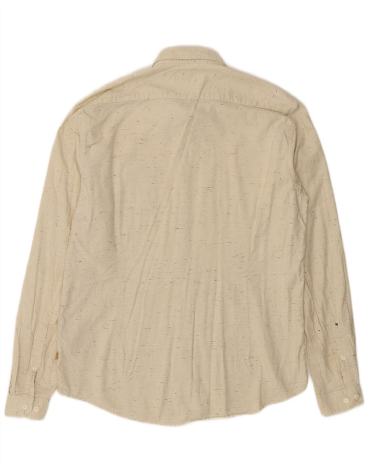 Camisa masculina Barbour grande algodão manchado bege