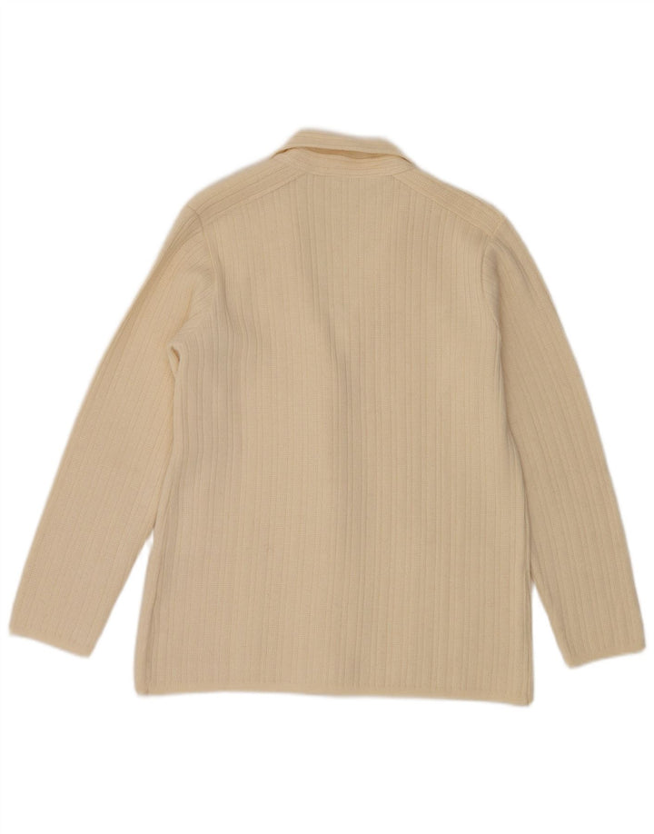 Suéter cardigã feminino grande com peito duplo CAGI IT 34 2XS branco