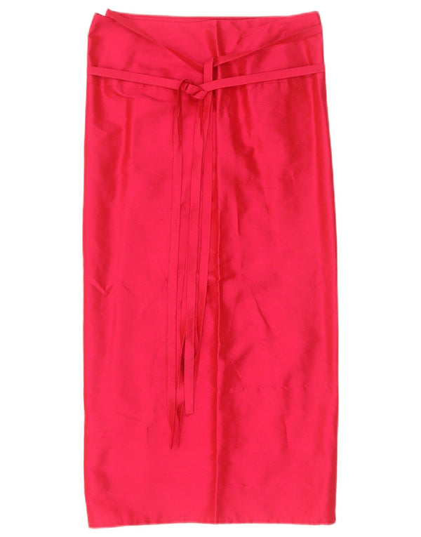 Saia feminina vintage cintura alta IT 42 médio W27 seda vermelha
