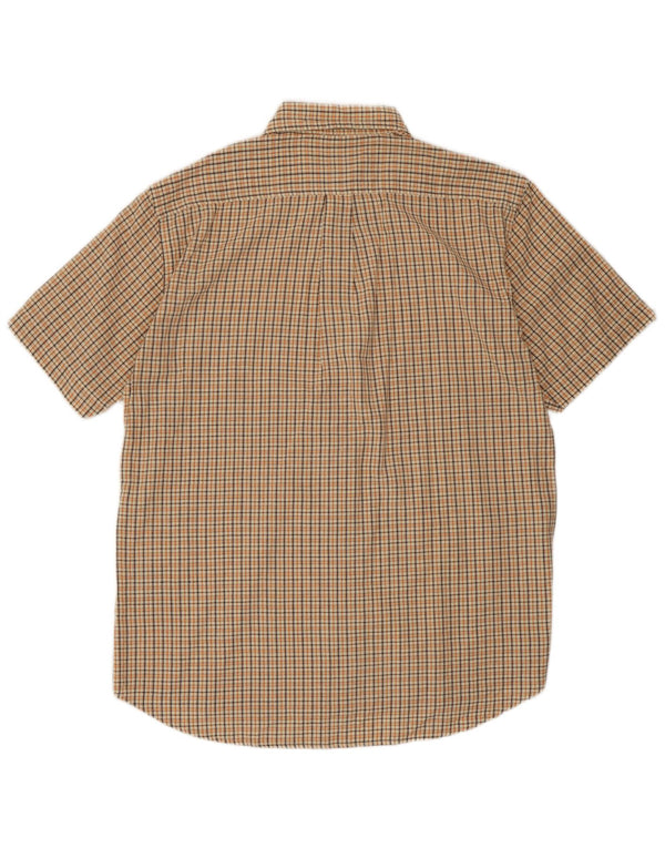Camisa masculina de manga curta Kappa grande algodão xadrez bege