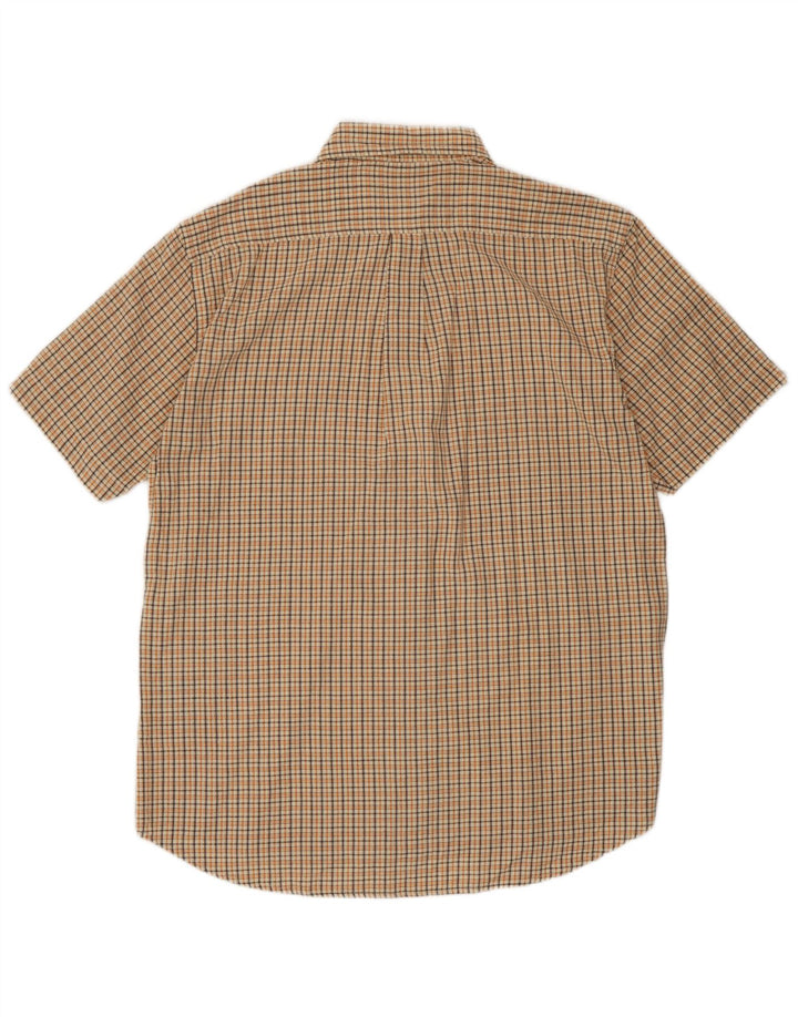 Camisa masculina de manga curta Kappa grande algodão xadrez bege