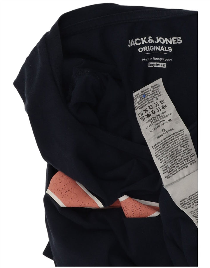 Camiseta gráfica masculina Jack & Jones Top médio azul marinho colorblock