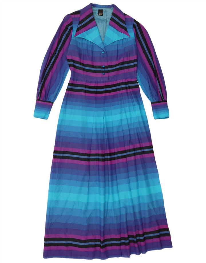 Vestido maxi feminino de manga comprida Barbara UK 10 pequeno listrado multicolorido