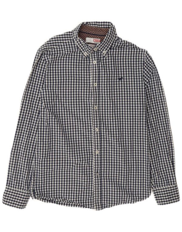 Camisa masculina Mustang Slim Fit médio algodão guingão azul marinho