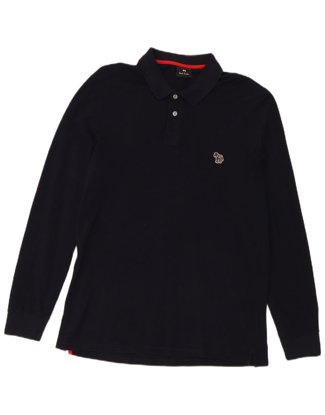 Camisa polo masculina de manga comprida Paul Smith, algodão azul marinho médio