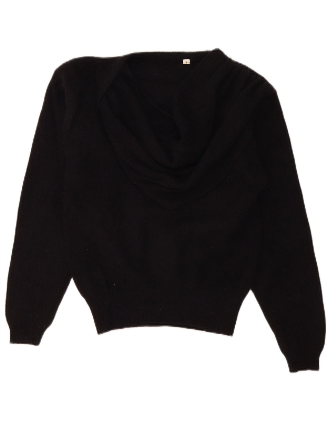 Suéter feminino vintage com decote em V Reino Unido 10 pequeno preto