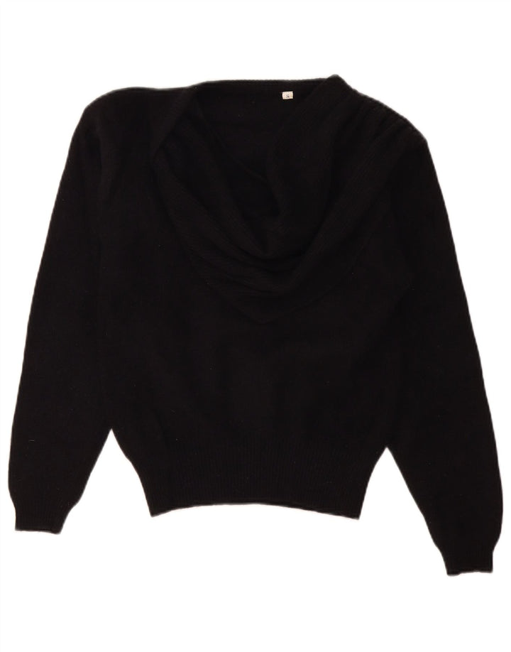 Suéter feminino vintage com decote em V Reino Unido 10 pequeno preto
