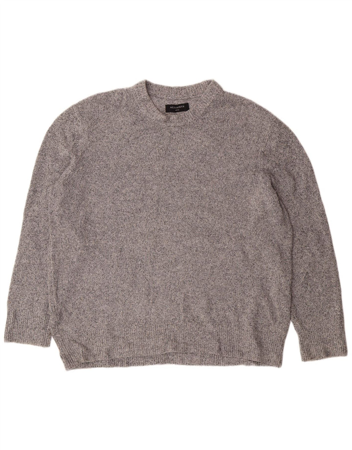Suéter masculino ALL SAINTS com ajuste solto e gola redonda, pequeno algodão cinza