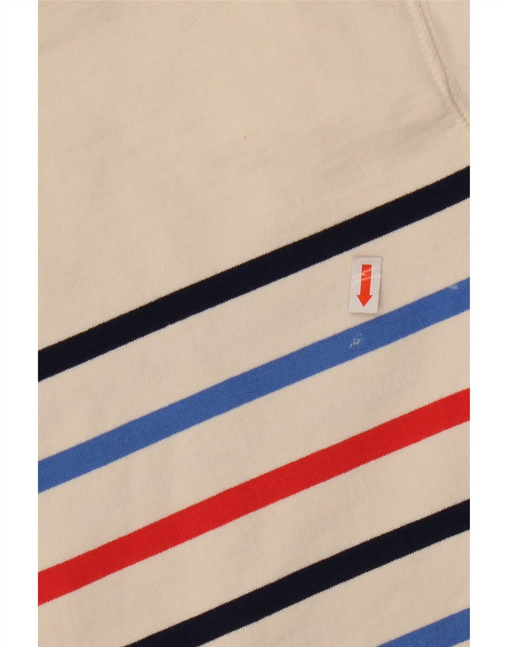 Joules moletom feminino oversized jumper UK 8 pequeno algodão listrado branco