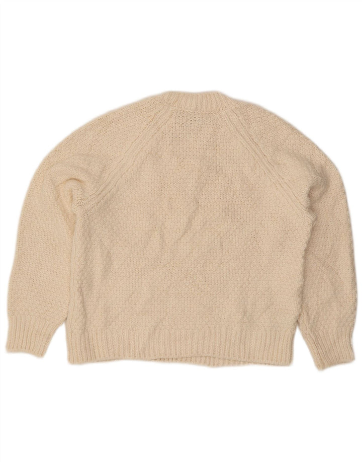 Suéter feminino Marks & Spencer com gola redonda UK 10 pequeno off white