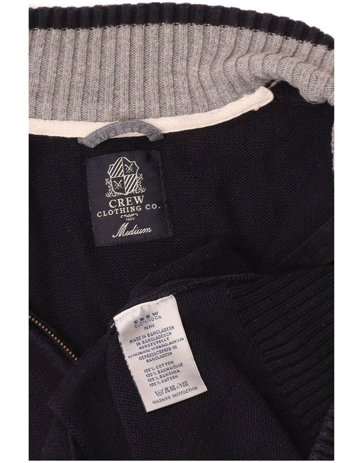 Crew Clothing Mens Cardigan Suéter Médio Azul Marinho Algodão